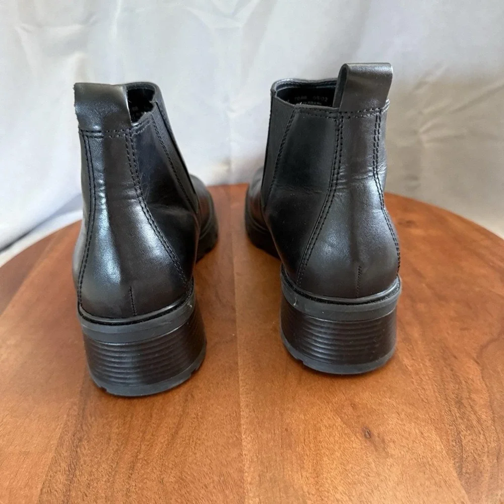 Bass Vintage Chelsea Boots Women Black Leather Lug Sole Pull On Ankle Boots 10M‎